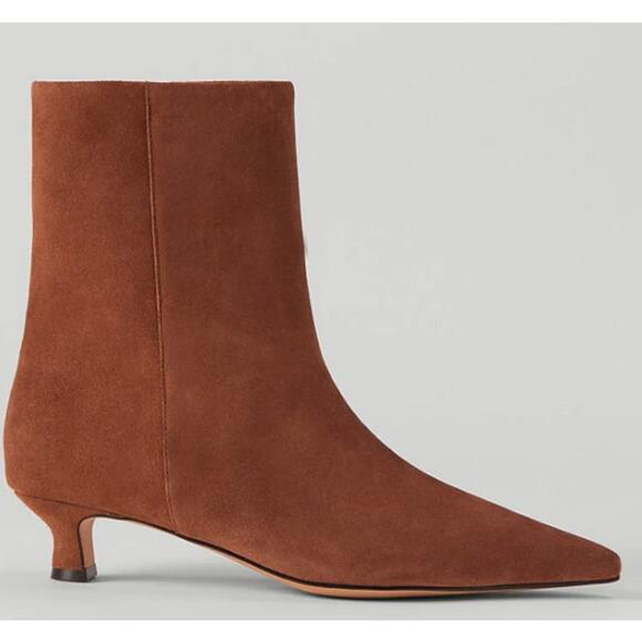 NWOB Ann Taylor Pointy Toe Suede Bootie Penny Brown 8 - Picture 4 of 4